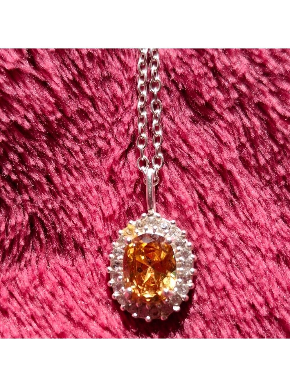 Sterling Silver With Yellow CZ pendant necklace 18"